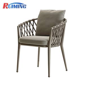 छत की कुर्सी आउटडोर रेस्तरां आंगन सेट फर्नीचर बुना हुआ रस्सी डाइनिंग चेयर और टेबल बालकनी गार्डन कैफे चेयर स्टेकयोग्य - Product Image 2