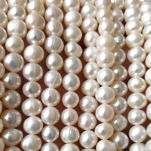 Collier de perles semi-finies de 6 mm presque rondes en gros, perles naturelles en vrac pour la création de bijoux faits à la main - Product Image 3