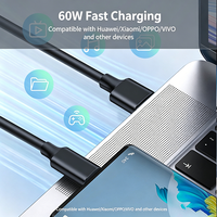 Kabel USB Tipe-C 10Gbps Transfer Data USB3.1 Kecepatan Tinggi Pengisian Daya 3A Konduktor Tembaga Murni PVC Kamera Ponsel Mobil