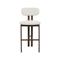 Tabouret de bar moderne rembourré avec structure en métal, tissu doux blanc crème, pour la maison, l'îlot de cuisine, le café, le restaurant
