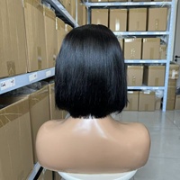 Peluca Corta Bob de Cabello Humano con Encaje Transparente de Alta Definición 13x4, Peluca con Frente de Encaje para Mujeres Negras, Peluca con Frente de Encaje Suizo de Alta Definición 16A