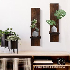 Wooden <b>Floating</b> <b>Candle</b> <b>Holder</b> Wall Mounted Minimalist Rectangle Living Room Decoration Rack - Product Image 5