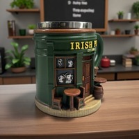 Figurine 3D en résine de style bar irlandais, modèle d'art populaire, avec doublure et décalcomanies exquises, forme personnalisée pour la décoration intérieure