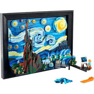 Новый DME001 1731 шт набор совместимых 21333 Vincent Van Gogh Звездная ночь строительные блоки Кубики Игрушки для мальчиков подарки на день рождения-