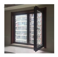 Fenêtre à battant moderne en alliage d'aluminium avec moustiquaire en acier inoxydable, ouverture à plat, isolée thermiquement