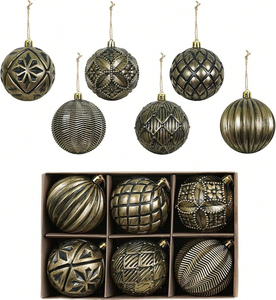 Vintage Christmas Ball Ornaments <b>Sets</b> Plastic Farmhouse Distressed Tree Decorations Shatterproof Antique Traditional Style - Product Image 3