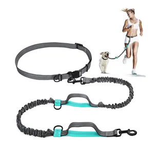 Retract able Hands Free Verstellbare Hunde leine mit Dual Bungees Taillen gürtel Reflektierende Näh leine zum Laufen Gehen Wandern