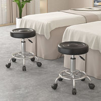 Tabouret de bar, chaise de barbier, pivotant, réglable en hauteur, avec base à 5 étoiles et roulettes, design minimaliste moderne
