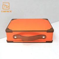 Lonchera Metálica Estilo Maleta Vintage Personalizada de Primera Calidad con Asa Portátil para Regalos de Bodas, Fiestas y Negocios