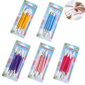 8 outils de sculpture en plastique pour fondant, couteaux à pâtisserie, outils de décoration de gâteaux, outils de modelage de poterie pour fleurs de gâteau - Product Image 3