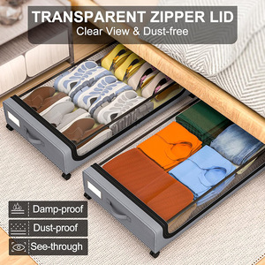 Tekerlekli ve Kapaklı Yatak Altı Saklama Kapları Büyük Kapasiteli Yatak Altı Düzenleyici Kolay Montajlı Yırtılmaz Tekerlekli - Product Image 4