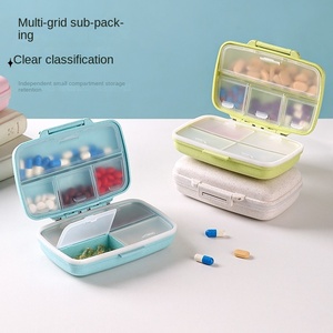Cross-border New YH-009 8-grid Rectangular Medicine Box One Week Travel sealed Moisture-proof Plastic Small Printable logo Box
