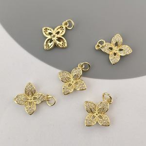 10 buah liontin gandulan Patrick lapis emas empat daun semanggi kuningan bandul untuk pembuatan perhiasan anting - Product Image 5