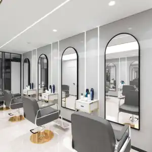 Hot bán tùy chỉnh Salon Hollywood phong cách trang điểm LED Gương phòng tắm đồ nội thất ma thuật thợ làm tóc gương cho cửa hàng cắt tóc