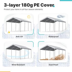 Premio resistente 10x20 ft Carport tettoia auto portatile altezza regolabile 9.5 ft Garage tenda tenda barca pensilina fatta PE all'aperto - Product Image 3