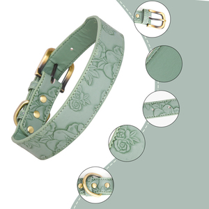 <span class=keywords><strong>Collar</strong></span> de Perro Ajustable de PU de Lujo Moderno con Relieve Suave para Perros Medianos y Grandes, Novedad de <span class=keywords><strong>2026</strong></span> - Product Image 1