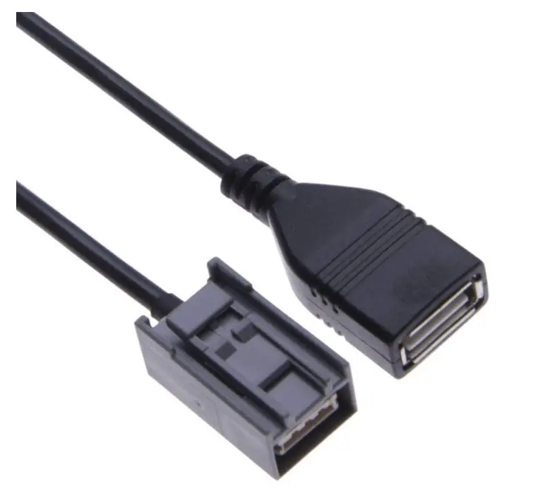 USB Cable Adapter Vehicle Radio Stereo Audio USB Female Port Interface for Flash Drive Memory Stick MP3 or WMA Music
