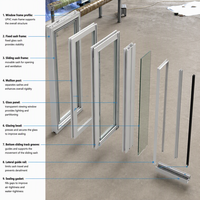 Ventana Corredera Horizontal Blanca de Doble Acristalamiento, Doble Panel, Resistente a Huracanes, Insonorizada, Vidrio Aislante 37x38