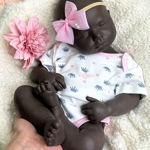 20 "réaliste afro-américain Reborn Silicone poupée fille/garçon LouLou nouveau-né Silicone hyperréaliste veine peinture peau foncée bébé - Product Image 1