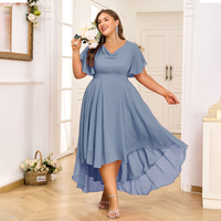 Robe mi-longue en mousseline de soie pour femme, taille plus, à ourlet asymétrique, élastique, décontractée, pour soirée africaine, été
