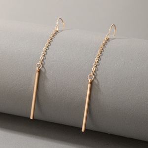 Moda altın geometrik dikdörtgen damla küpe gümüş sopa püskül Dangle küpe kadınlar için doğum günü partisi balo takı hediye - Product Image 5