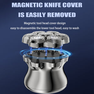 Maquinilla de afeitar rotativa eléctrica Komingdon para hombres calvos, afeitadoras de cabeza magnéticas 7D inalámbricas, afeitadoras recargables impermeables en seco y húmedo - Product Image 2