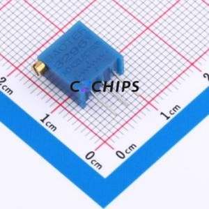 Résistance/potentiomètre réglable 3296X-104-3H, composant traversant (THT)-3P, 9,5x4,8 mm, résistance 100 kOhm, 10 %, 500 mW, 250 ppm/ ℃ - Product Image 1
