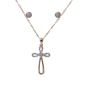 ข้ามรูปZirconiaสร้อยคอชุดเครื่องประดับ,เทียมทองแฟชั่นเครื่องประดับชุดทองชุบสีสันJewelr - Product Image 1