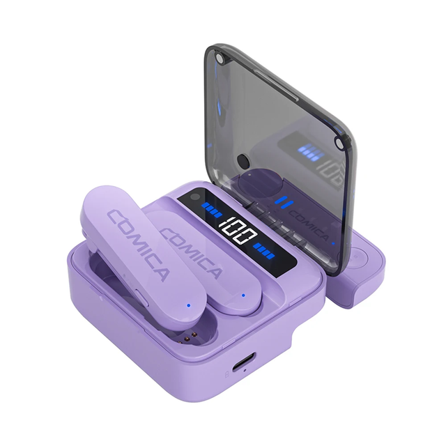 Comica Vimo S 2.4G Wireless Lapel Mic Charging Case MFi Licensed Noise Cancelling Plastic Microphone for iPhone Android