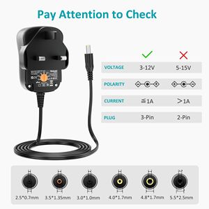 Fuente de Alimentación Conmutada Universal de 12W, Adaptador AC/DC con 8 Puntas, Garantía de 2 Años, Material ABS para Dispositivos de 3V-12V - Product Image 5