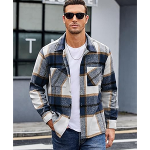 Men's Plaid <b>Overshirt</b> Warm Casual <b>Flannel</b> Button Down Jacket Style Shirt OEM ODM Manufacturer For Bulk Orders - Product Image 3