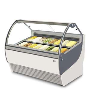 Thương mại Ice Cream hiển thị tủ đông siêu thị 16 Chảo Ice Cháo Freeze <span class=keywords><strong>Gelato</strong></span> Showcase Ice Cream tủ trưng bày để bán - Product Image 2