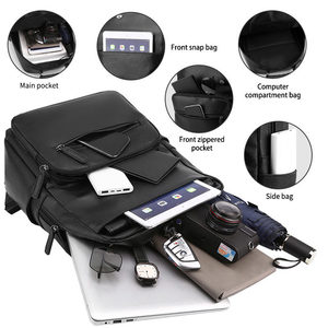 Biểu Tượng Tùy Chỉnh Chất Lượng Cao Trọng Lượng Nhẹ Người Đàn Ông Kinh Doanh Bền Ba Lô Thời Trang Không Thấm Nước PU Da Phụ Nữ Giản Dị Máy Tính Xách Tay Ba Lô - Product Image 3