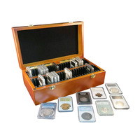 Boîte à montres et pièces de monnaie rectangulaire multi-emplacements en bois/MDF, faite à la main, avec double charnière, étui cadeau en bois personnalisé avec loquet métallique gravé au laser
