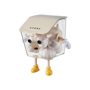 Uforu Étagère murale à épices avec couvercle, rangement de cuisine pour ail, gingembre, piment, anti-poussière, anti-humidité, sans perçage - Product Image 5