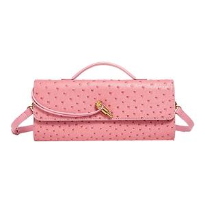 Pochette pour femme en similicuir grain d'autruche, élégante et polyvalente, avec rabat, pour soirée, rendez-vous, bureau et voyage - Product Image 1