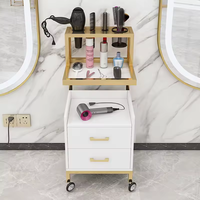Meubles de salon au design moderne SW, chariot de beauté amovible en or, chariot de rangement pour maquillage, aluminium, 4 tiroirs en plastique