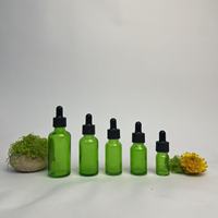 Botol Tetes Kaca Hijau 10 hingga 50ml untuk Minyak Esensial, Serum, Cairan Kosmetik