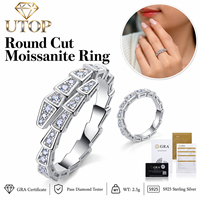 Bague Serpent Personnalisable S925 en Argent Sterling avec Diamant Moissanite D VVS, Idéale pour Fiançailles, Mariage ou Cadeau pour Femme
