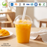 Fabricant de gobelets à emporter, gobelets en plastique biodégradable de qualité alimentaire, anti-fuite, personnalisés, 12 oz, pour boissons glacées, gobelets en PET transparent avec couvercles