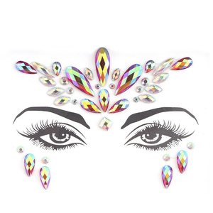 Carnaval maquillage <span class=keywords><strong>3D</strong></span> diamant sourcil autocollant temporaire visage bijoux tatouage brillant strass pour Festival de musique bricolage beauté décor - Product Image 4
