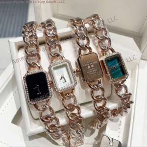 Montres-bracelets mécaniques automatiques à quartz de luxe pour femmes, élégantes, avec cristaux, strass et diamants, en alliage simple, idéales comme cadeau - Product Image 2