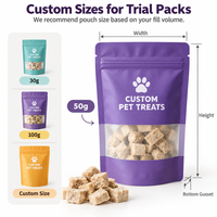 Sachet d'emballage alimentaire pour animaux de compagnie à finition mate premium avec fenêtre dépolie, pochette personnalisée imprimée, sachet Doypack pour friandises lyophilisées