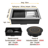 Fourneau intégré commercial pour barbecue et hot pot, four électrique à deux cuves, gril électrique encastrable en acier inoxydable avec sécurité anti-flamme