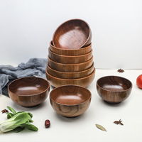 Japanse stijl zure jujube houten saladekom grote noedelsoepkom fruitbord ronde keuken dinerkom