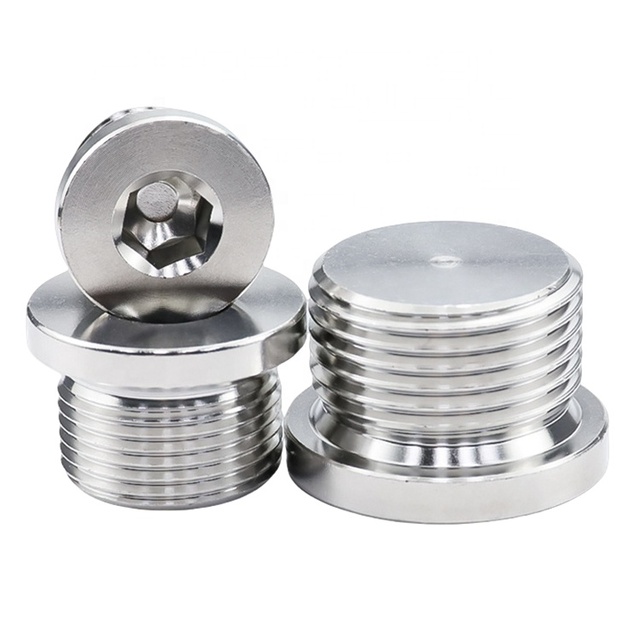 SS304 Stainless Steel Plug Bolt Inch G1/8 to G2 Metric M8 to M48 Male Threaded Hexagonal Socket Flange Seal DN Pipe Fitting Plug