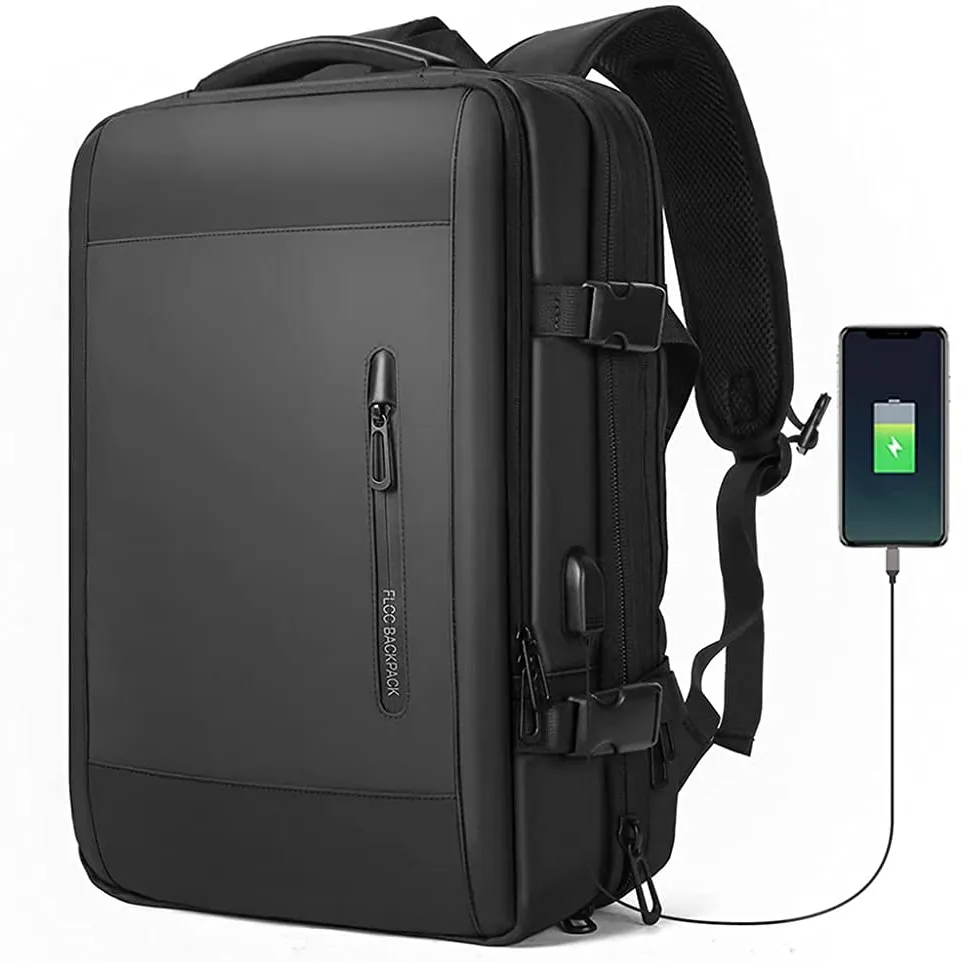 Noir 17 17.3 pouces article personnel affaires sac à dos sacs grand voyage ordinateur portable sac à dos pour hommes homme femmes affaires usb charge