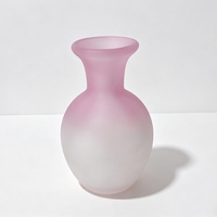 Vase à fleurs en verre écologique à ventre rond, rose ombré, pour une décoration glamour, vase de sol fait main pour Pâques et Noël, décoration intérieure