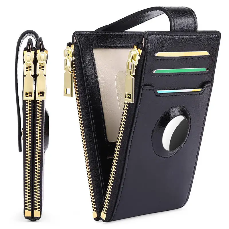 RFID Credit Card Holder Anti-theft Brush Dollar Clip Zipper Coin Purses Large Capacity Case air tracker tag Tracker for Men