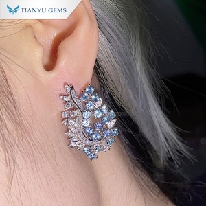 Pendientes de botón de moissanita y paraíba de laboratorio de oro de 14K personalizados TIANYU GEMS, joyería geométrica de lujo para mujer - Product Image 3